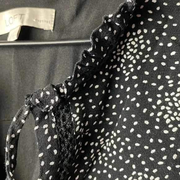 LOFT WOMENS SIZE 8 PETITE BLACK DRESS WHITE DOT DESIGN SIDE ZIP CROCHET - Picture 6 of 15